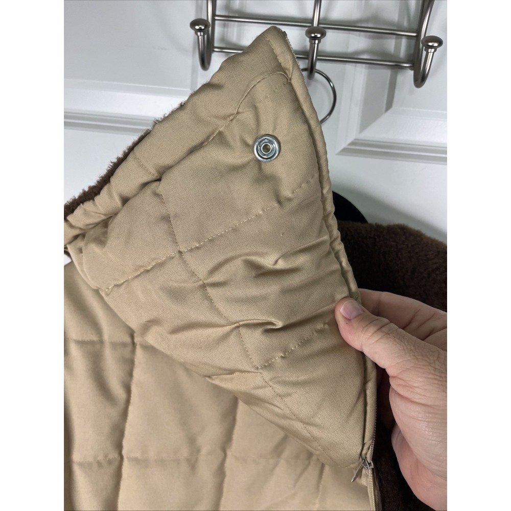 Vintage JCPenny Parka Coat Khaki Color Puffer Design 70s Era Hood Men's LL - Picture 7 of 15